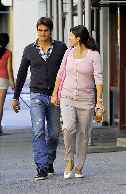 Roger Federer takes a walk with his wife Mirka